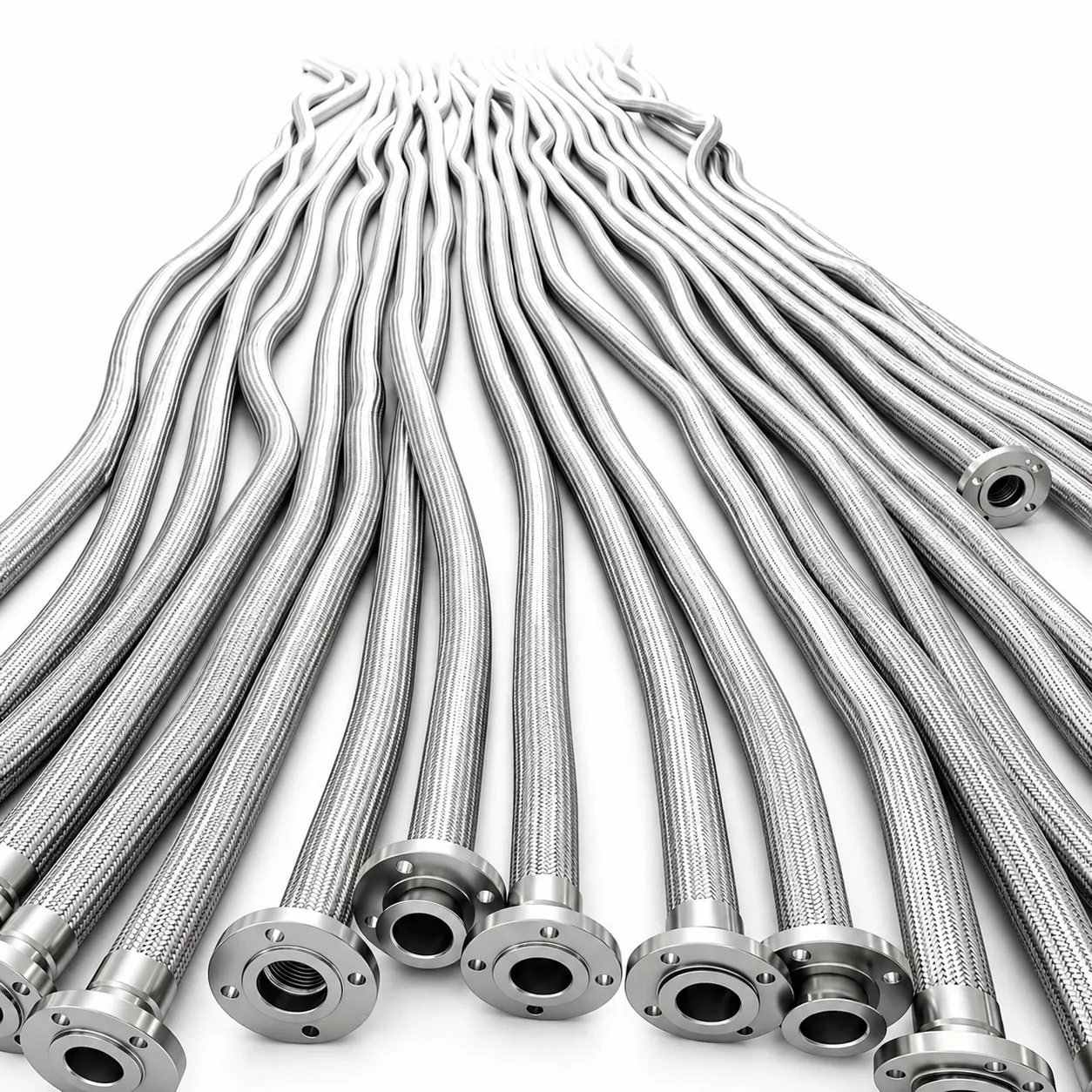 Custom SS Braided Hose Assemblies with Flanged Ends - Range