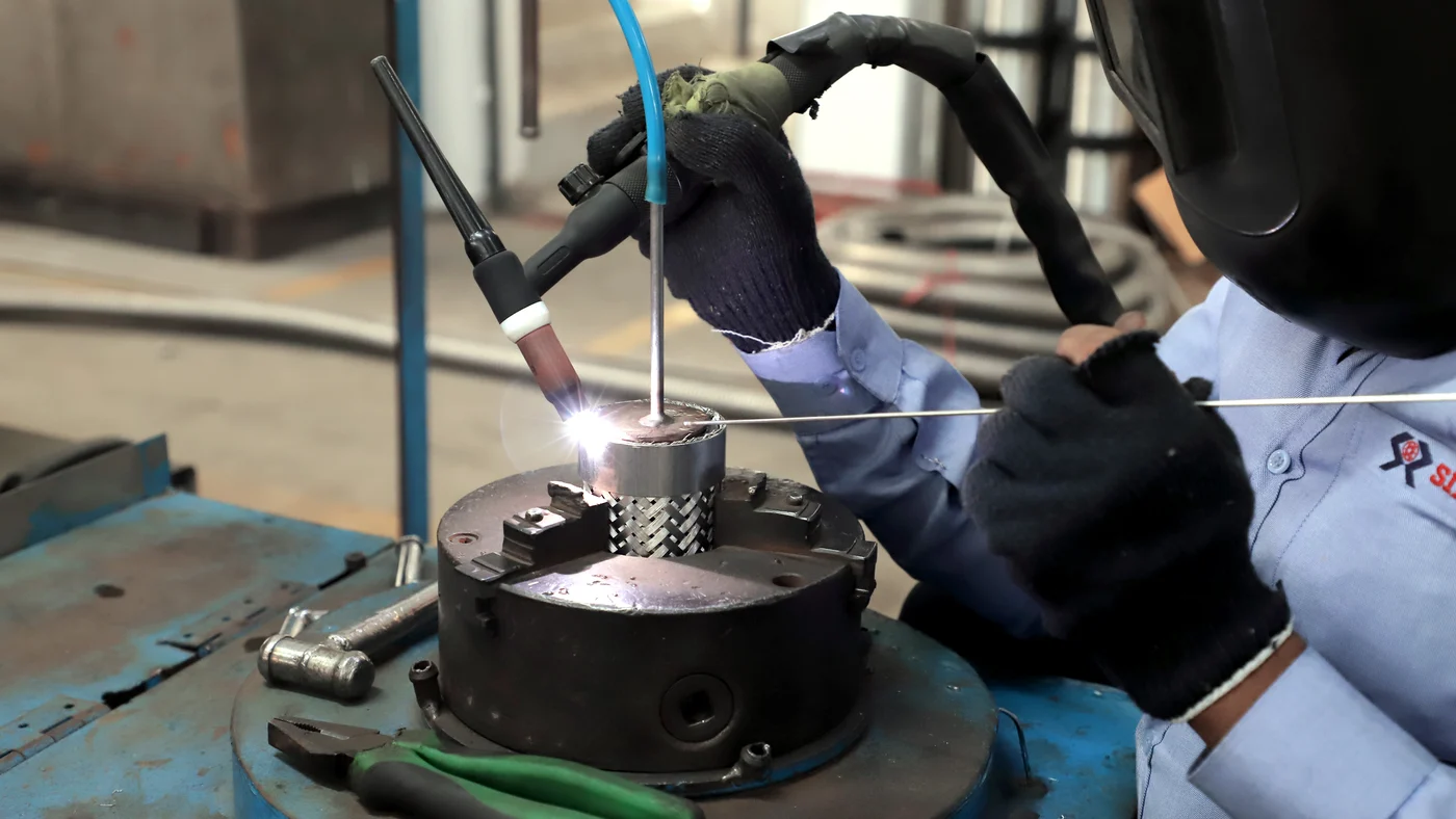 TIG Welding on Braided SS Hose End Fitting